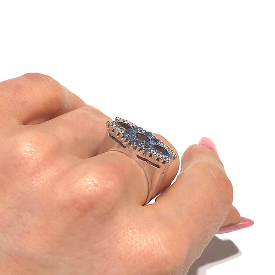 ANELLO CON TOPAZI AZZURRI