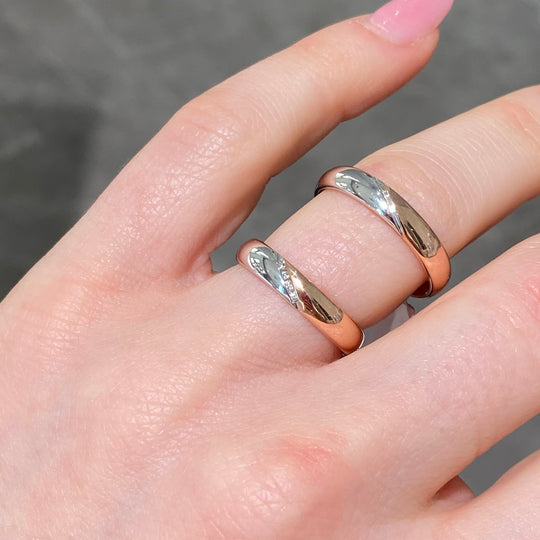 FEDE BICOLOR ORO ROSA E BIANCO CON DIAMANTI 4MM