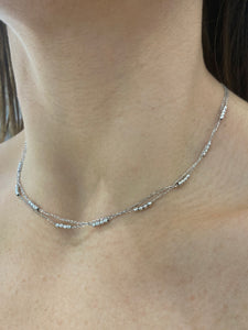 COLLANA DOPPIA CON PALLINE DIAMANTATE